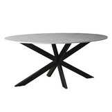 Livingfurn - Eetkamertafel Marble Oval Spider White - 180x90x75 - Marmer