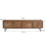 Livingfurn - TV meubel Elan - 180x50x40 cm - Mangohout