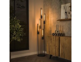 Hoyz Collection - Vloerlamp 5L Getrapt Tube - Artic Zwart