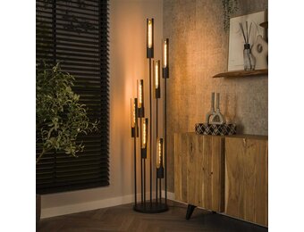 Hoyz Collection - Vloerlamp 7L Getrapt Tube - Artic Zwart