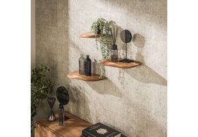 Hoyz Collection - Wandschap Organic - Massief Acacia Naturel - Set van 3