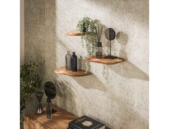 Hoyz Collection - Wandschap Organic - Massief Acacia Naturel - Set van 3