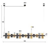 Hoyz Collection - Hanglamp 14L Cylinder Mixed Glass  (G9) - Artic Zwart