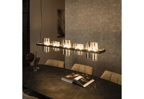 Hoyz Collection - Hanglamp 10L Cylinder Mixed Glass (G9) - Artic Zwart