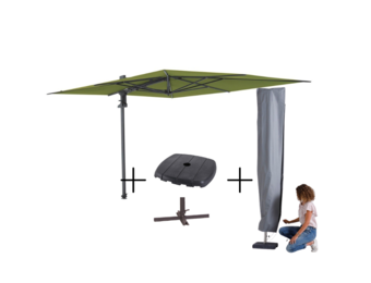 MEGA COMBI DEAL! Madison Parasol Saint-Tropez sage + voet + hoes