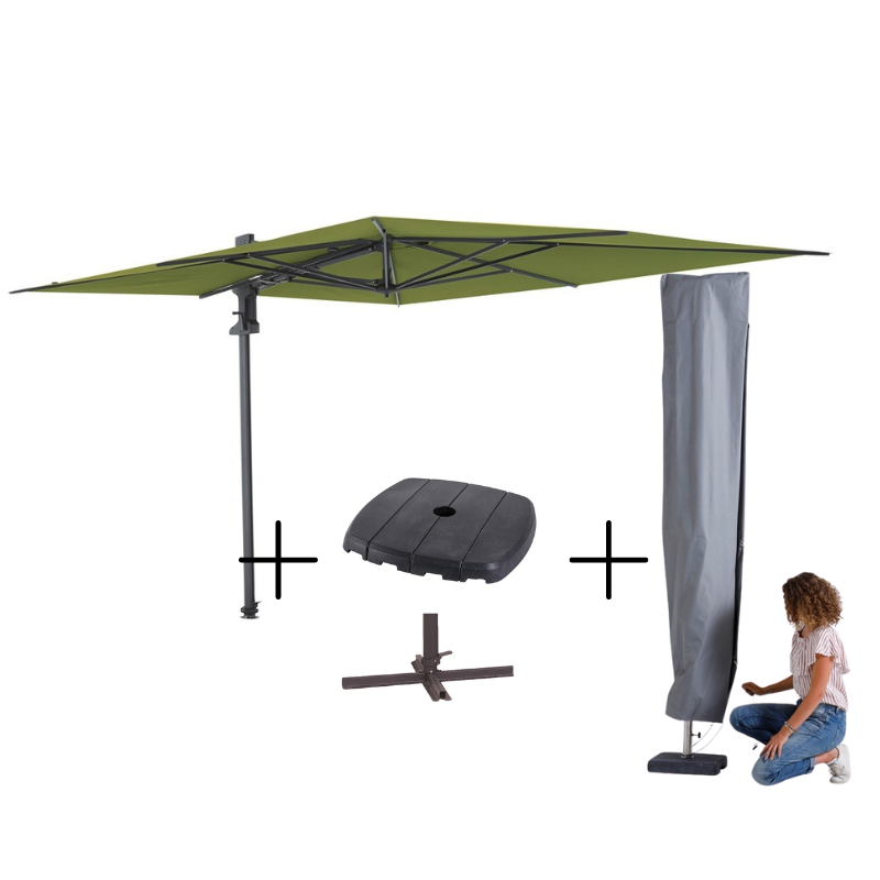 MEGA COMBI DEAL! Madison Parasol Saint-Tropez sage + voet + hoes