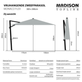MEGA COMBI DEAL! Madison Parasol monaco flex III grey + voet + hoes