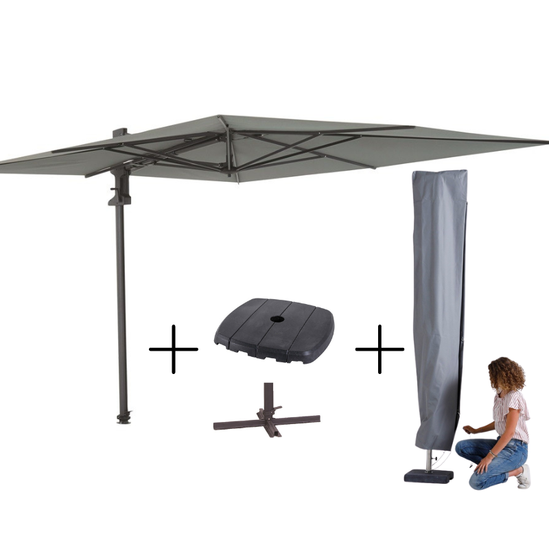 MEGA COMBI DEAL! Madison Parasol Saint-Tropez grey + voet + hoes