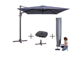 MEGA COMBI DEAL! Madison Parasol monaco flex III safier blue + voet + hoes