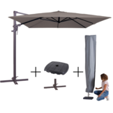 MEGA COMBI DEAL! Madison Parasol monaco flex III taupe + voet + hoes