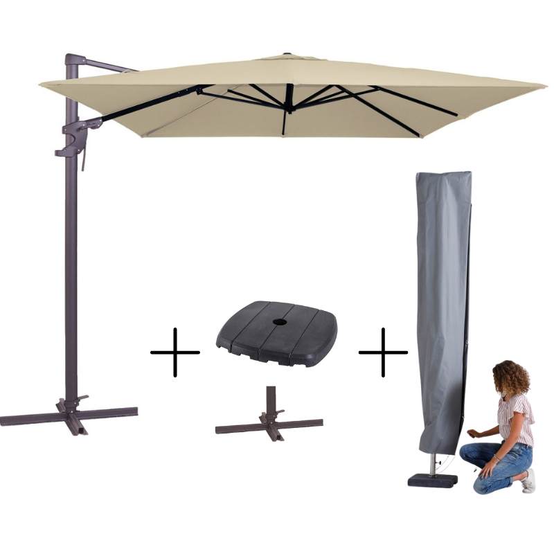 MEGA COMBI DEAL! Madison Parasol monaco flex III ecru + voet + hoes