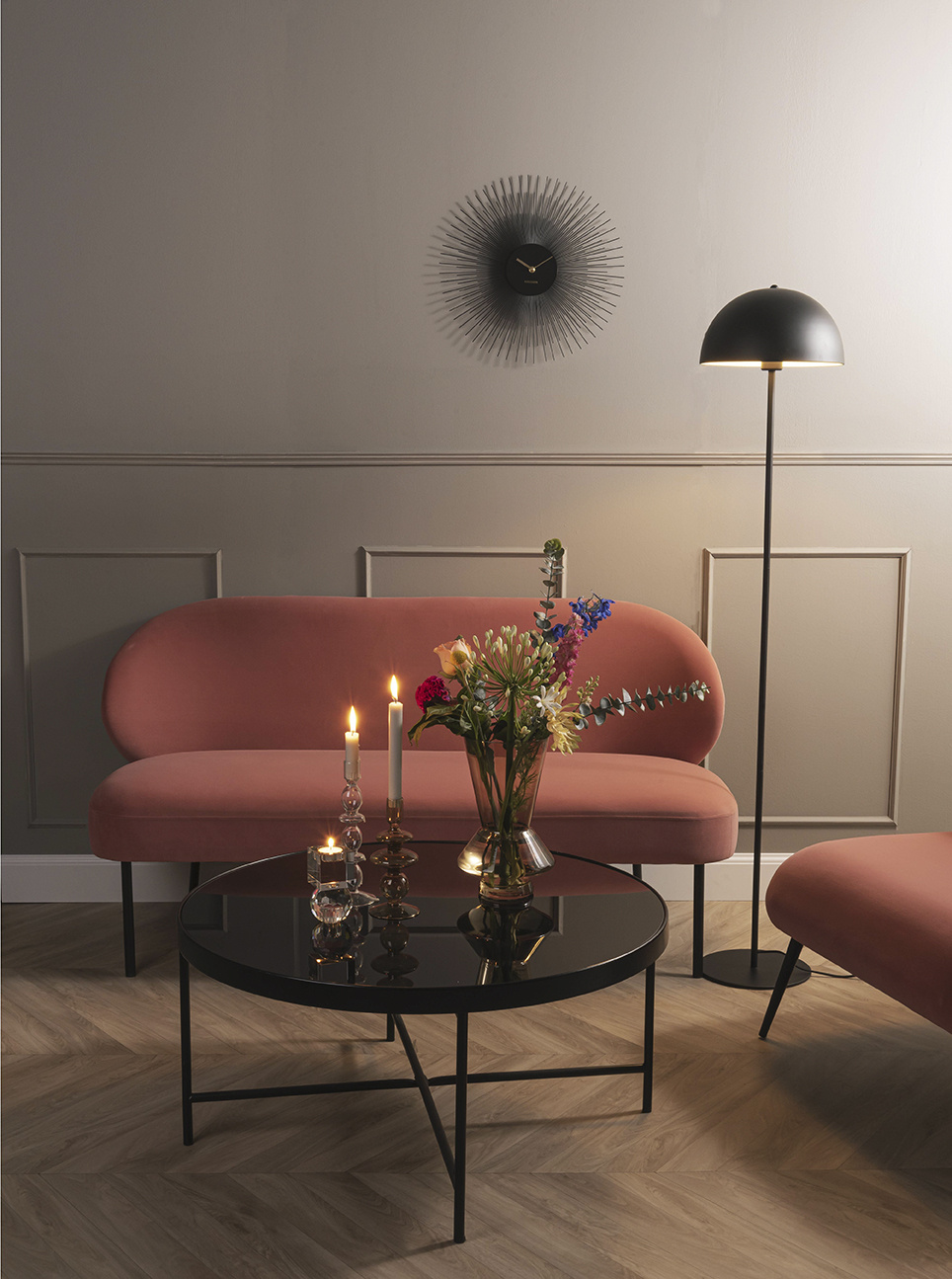 Karlsson - Wandklok Peony - Zwart- Ø45cm