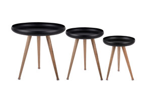 Leitmotiv - Bijzettafel Set Tripod w. Mango Wood Legs - Zwart