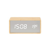 Karlsson - Wekker Silver Mirror LED - Licht hout