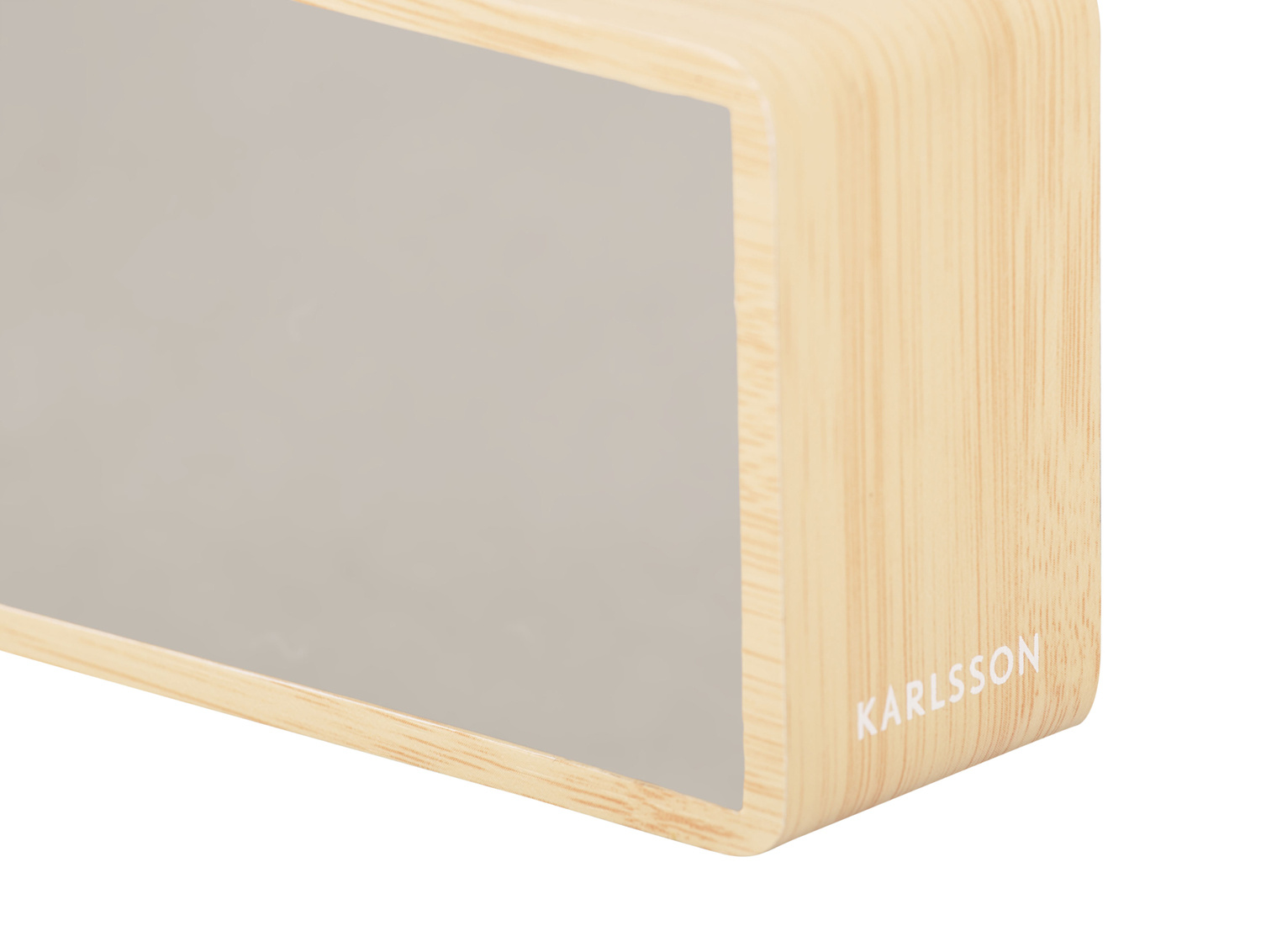Karlsson - Wekker Silver Mirror LED - Licht hout