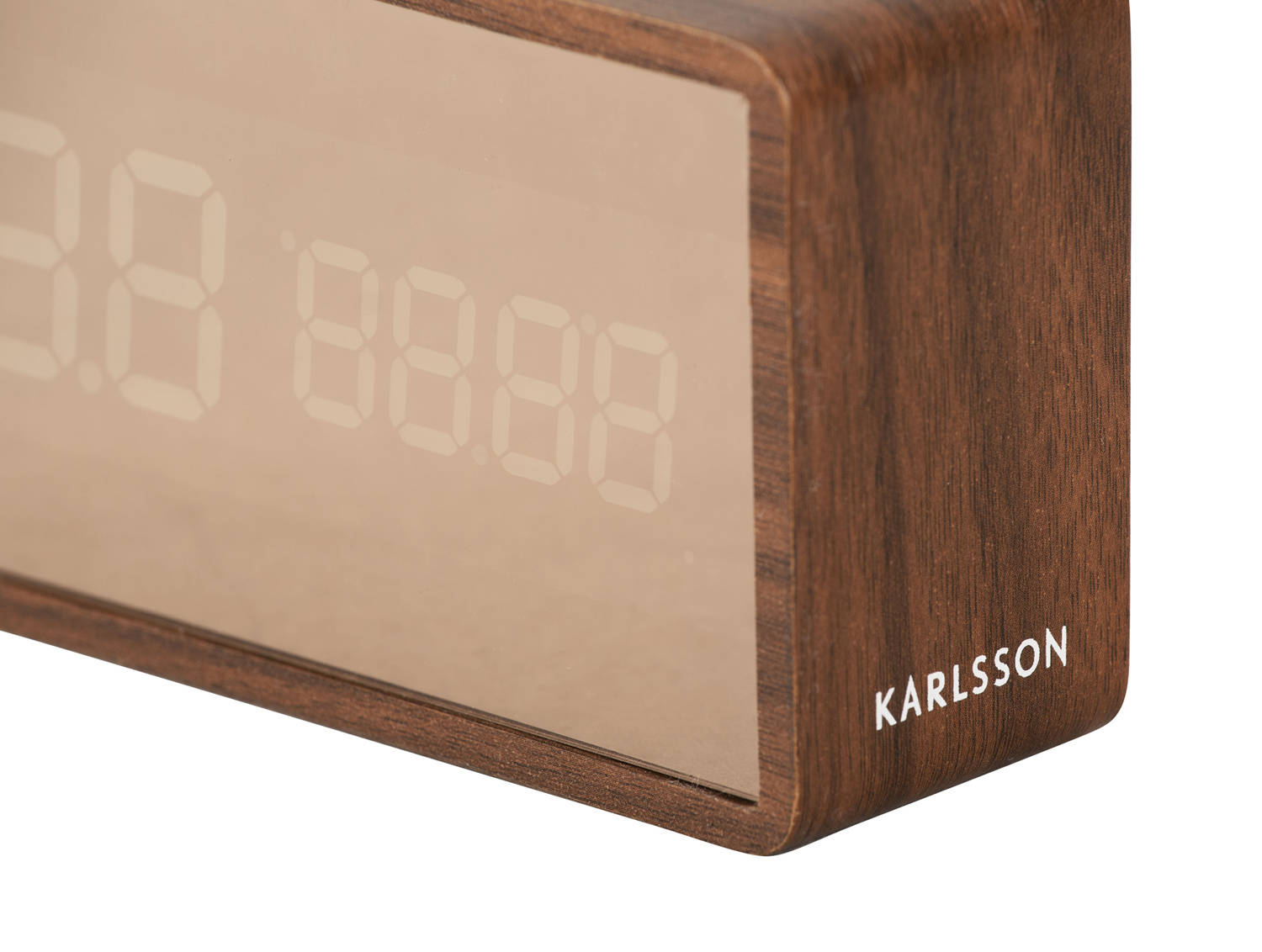 Karlsson - Wekker Copper Mirror LED - Donker hout