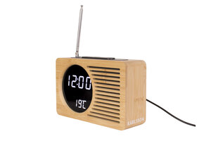 Karlsson - Wekker Retro Radio Bamboo - Bamboe
