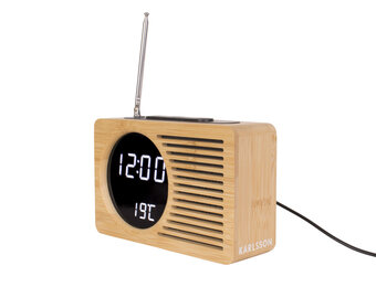 Karlsson - Wekker Retro Radio Bamboo - Bamboe