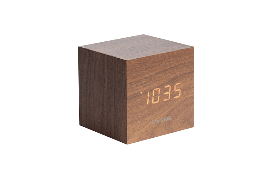 Karlsson - Wekker Mini Cube - Donker hout