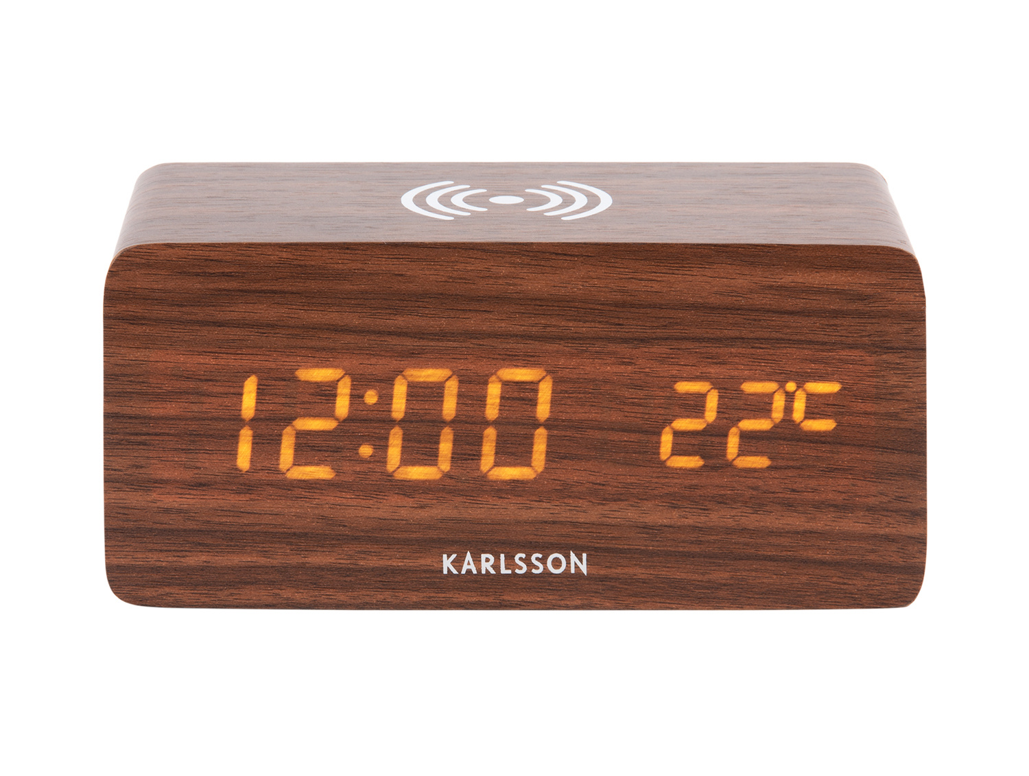 Karlsson - Wekker Block w. Phone Charger LED - Donker hout