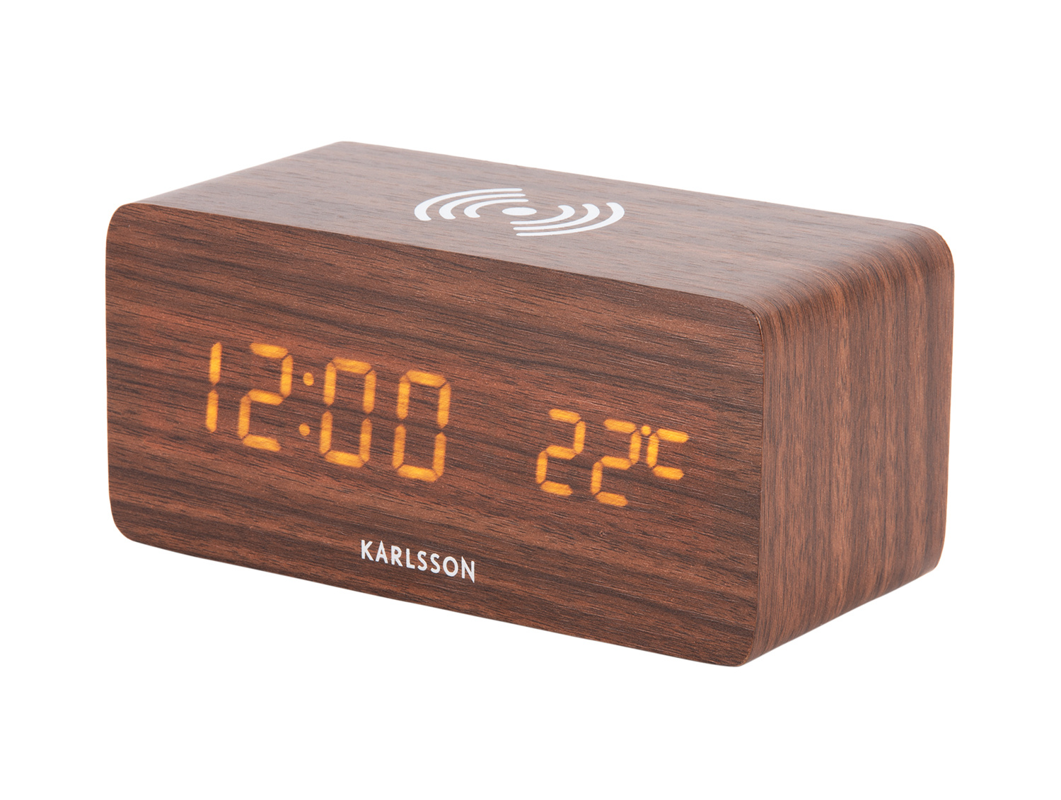 Karlsson - Wekker Block w. Phone Charger LED - Donker hout