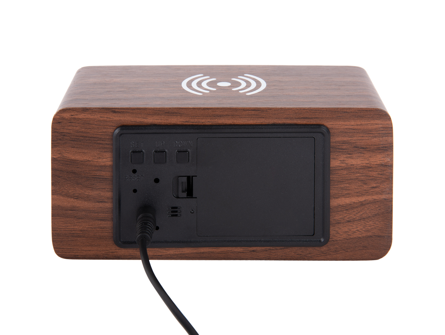 Karlsson - Wekker Block w. Phone Charger LED - Donker hout
