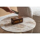Karlsson - Wekker Block w. Phone Charger LED - Donker hout