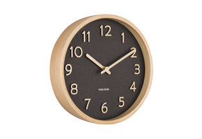 Karlsson - Wandklok Pure Wood Grain Small - Zwart- Ø22cm