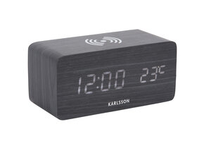 Karlsson - Wekker Block w. Phone Charger LED - Zwart