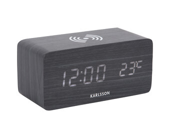 Karlsson - Wekker Block w. Phone Charger LED - Zwart