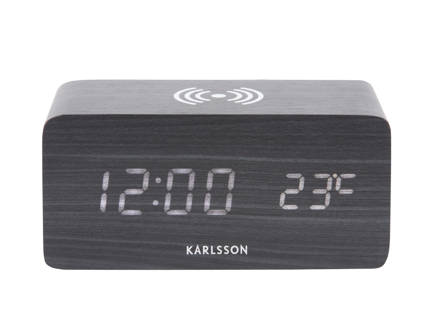 Karlsson - Wekker Block w. Phone Charger LED - Zwart