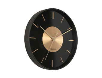 Karlsson - Wandklok Gold Disc - Zwart- Ø35cm