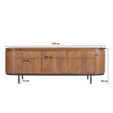 Livingfurn - TV Meubel Noor Natural 170cm - Mangohout / Gecoat Staal