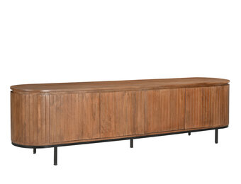 Livingfurn - TV Meubel Noor Natural 210cm - Mangohout / Gecoat Staal