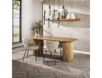 Hoyz Collection - Eetkamertafel 215cm Wave - Massief Mango Zandkleur