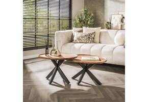 Hoyz Collection - Salontafel Spider - Massief Acacia Naturel - Set van 2