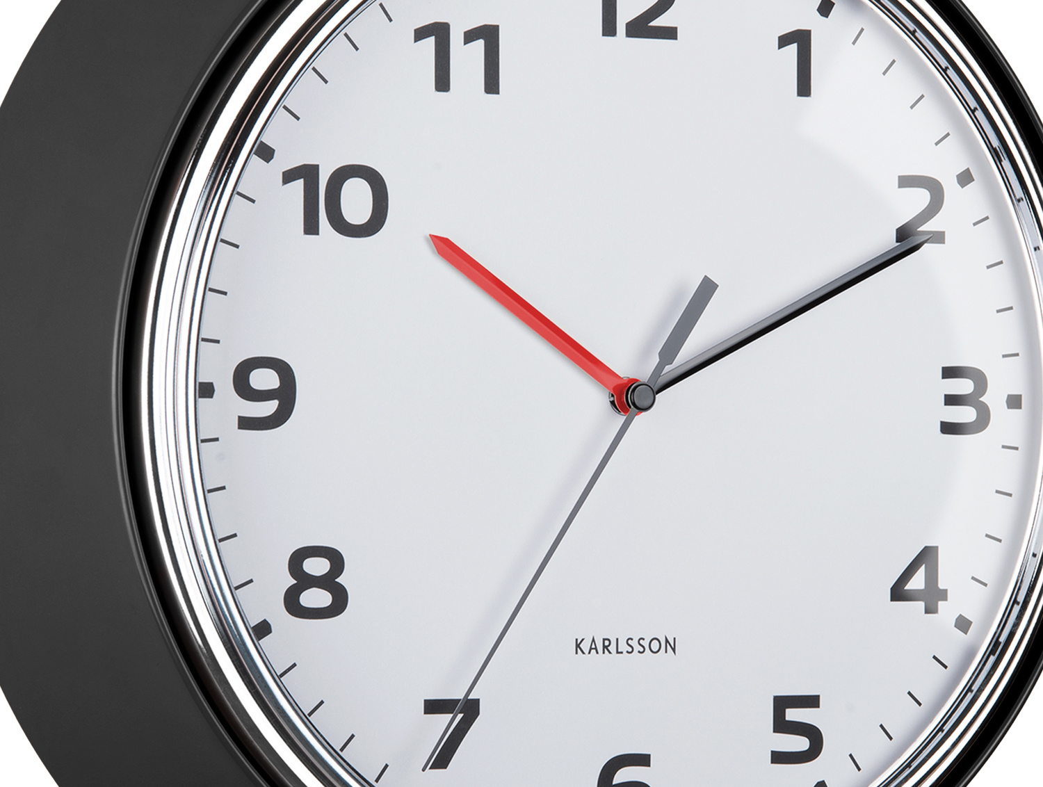 Karlsson - Wandklok Modern Retro - Zwart- Ø34cm