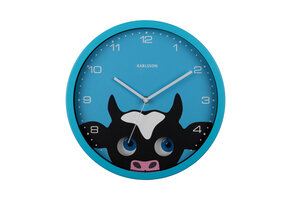 Karlsson - Wandklok Peekaboo Cow - Blauw- Ø30,8cm