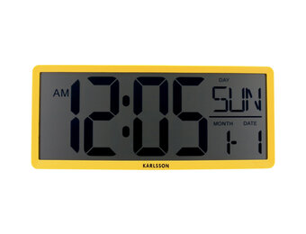 Karlsson - Wand/Tafelklok Retro LCD - Heldergeel