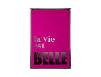 Present Time - Wall Art La Vie Est Belle Medium - Dark pink & silver