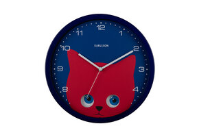 Karlsson - Wandklok Peekaboo Cat - Donkerblauw- Ø30,8cm