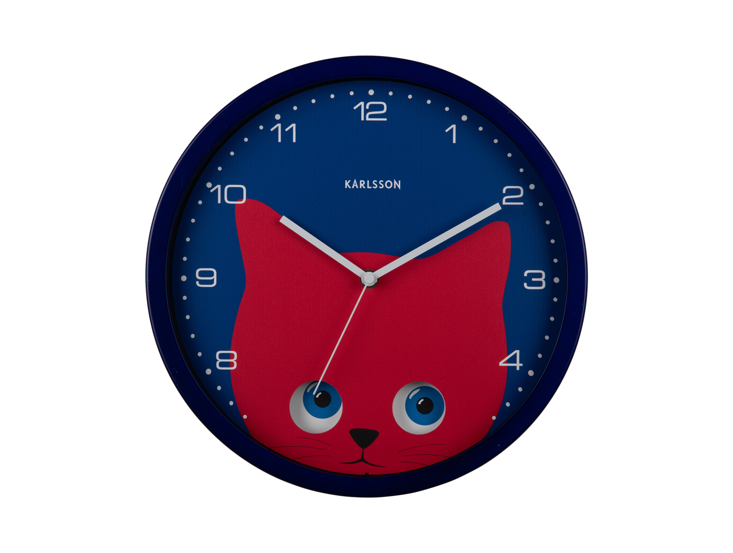 Karlsson - Wandklok Peekaboo Cat - Donkerblauw- Ø30,8cm