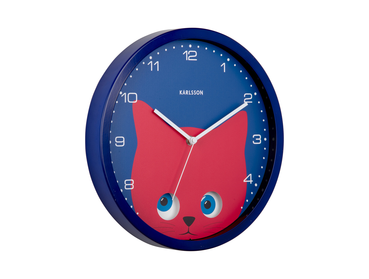 Karlsson - Wandklok Peekaboo Cat - Donkerblauw- Ø30,8cm