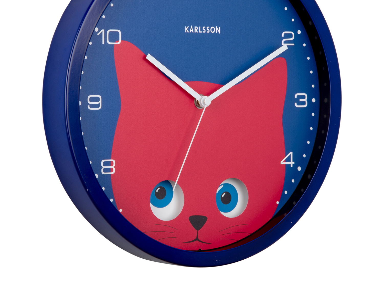 Karlsson - Wandklok Peekaboo Cat - Donkerblauw- Ø30,8cm