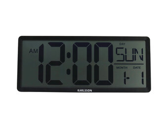 Karlsson - Wand/Tafelklok Retro LCD - Zwart