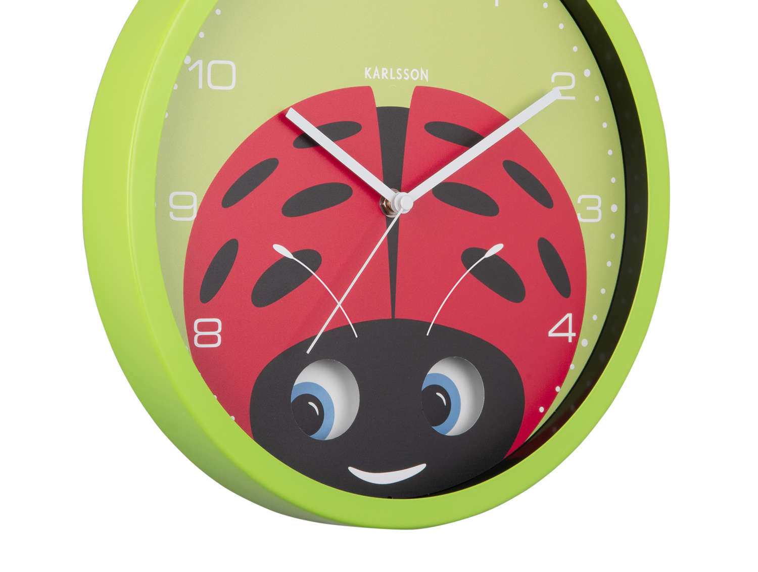 Karlsson - Wandklok Peekaboo Ladybug - Groen- Ø30,8cm