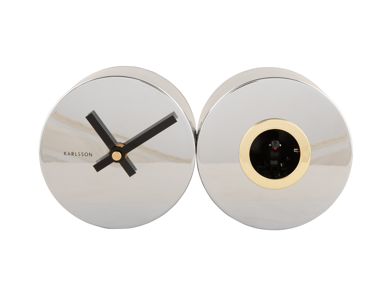 Karlsson - Wandklok Duo Cuckoo Plated - Chrome plated