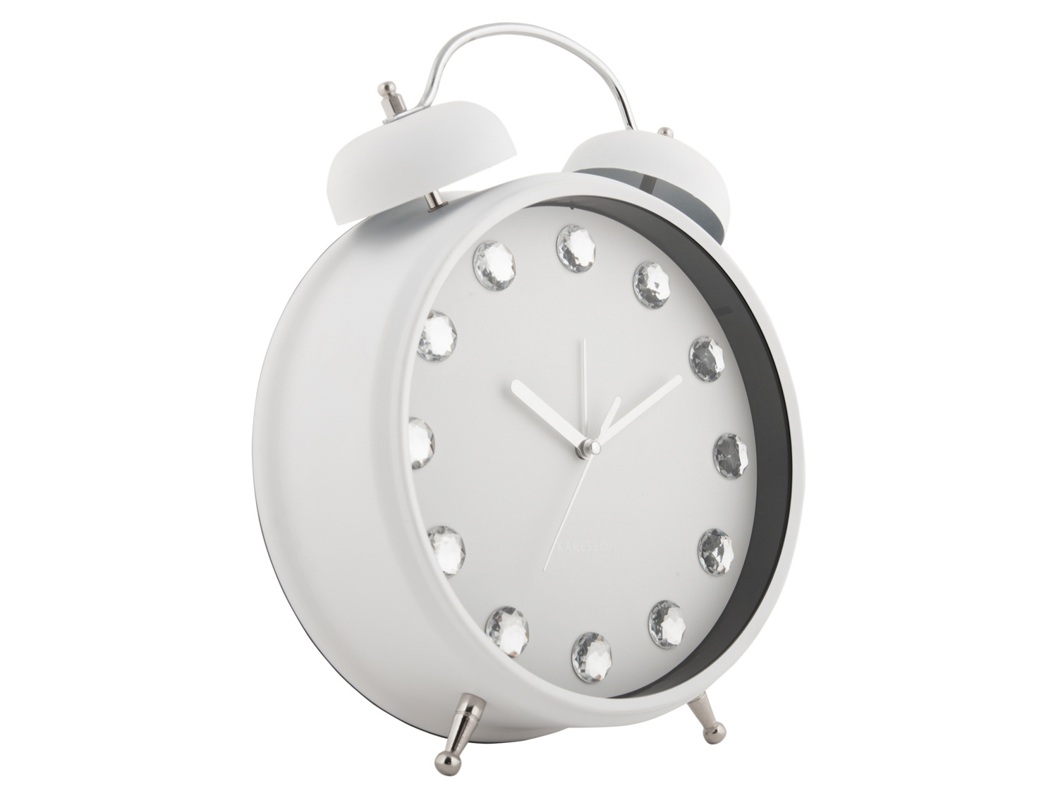 Karlsson - Wekker Glam Diamonds XL - Wit