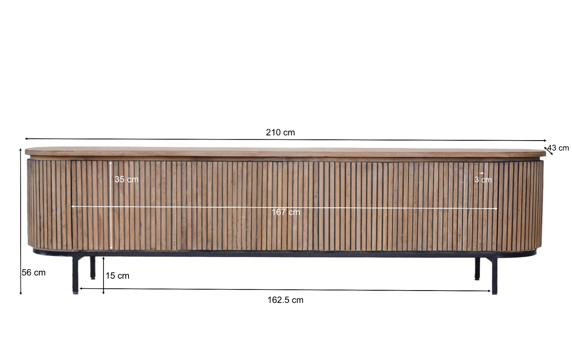 Livingfurn - TV-meubel - Lausanne - Teakhout - 210cm