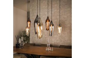 Hoyz Collection - Hanglamp 4+3 Cocoon Mix Glass - Zwart